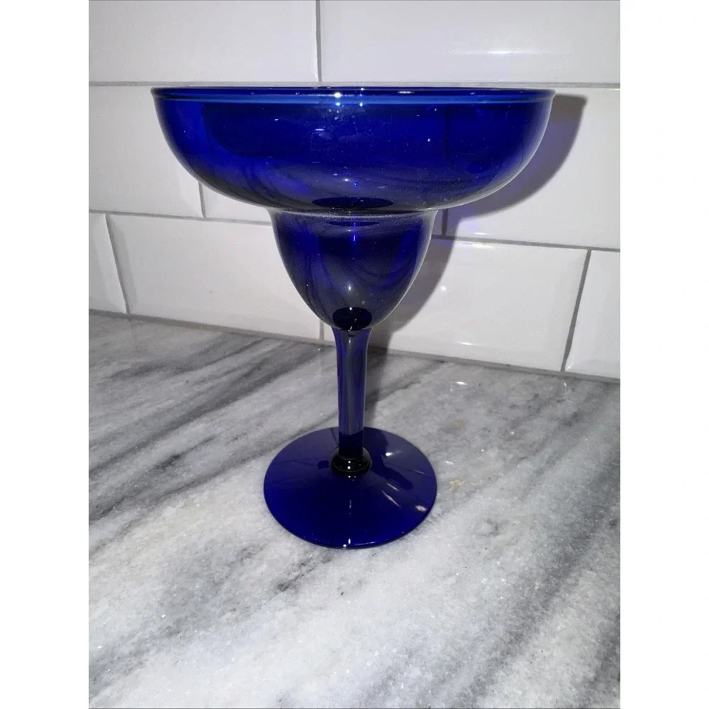Set Of 6 Pier 1 Cobalt Blue Margarita‎ Glasses Elegant Classic Stemware GW009